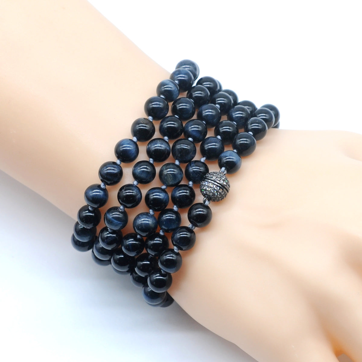 GMN302 Hand-Knotted Red Tiger Eye Beaded Necklace 8mm 10mm