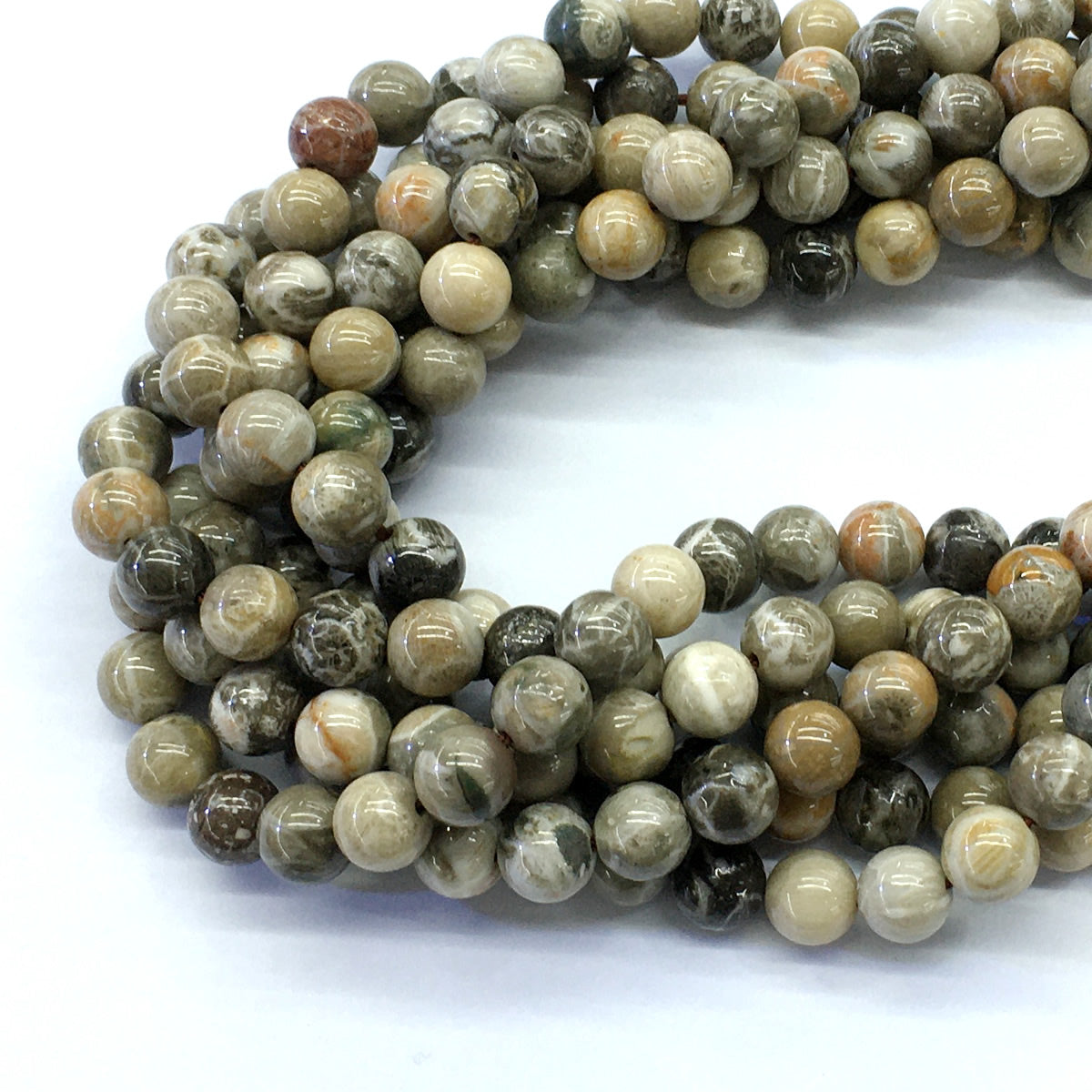 CAG112 Chrysanthemum Agate Beads Smooth Round 8mm 15.5" Strand