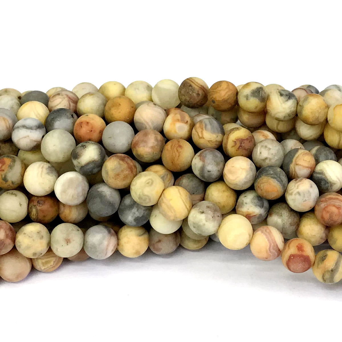CAG161 Yellow Crazy Lace Agate Beads Matte Round 10mm 15" Strand