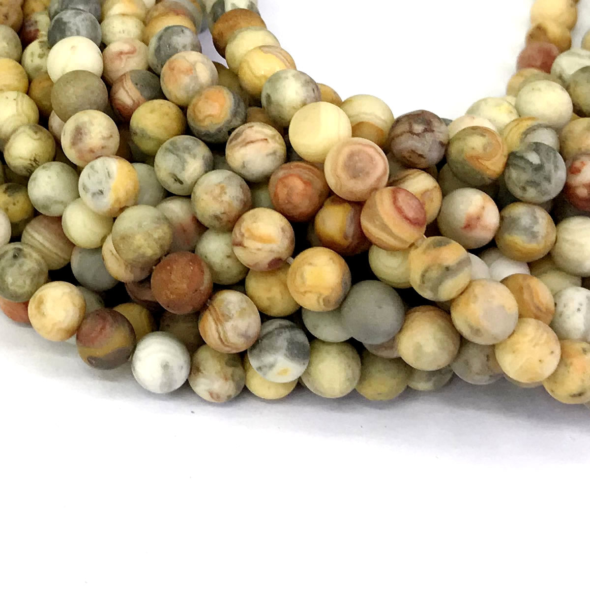 CAG161 Yellow Crazy Lace Agate Beads Matte Round 10mm 15" Strand