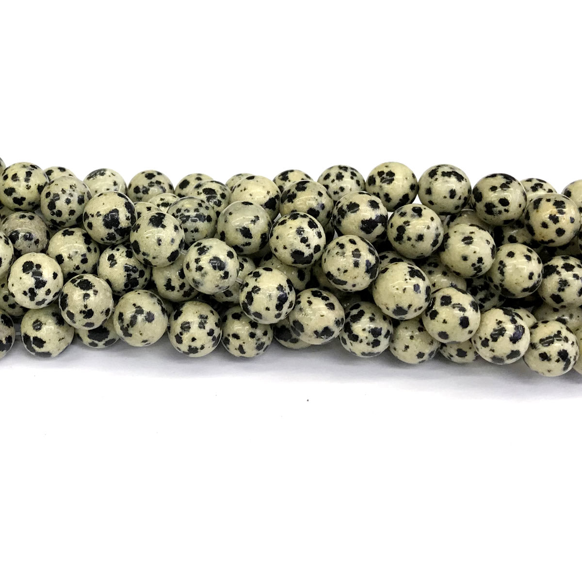 CJP131 Dalmatian Jasper Beads Smooth Round 10mm 15" Strand