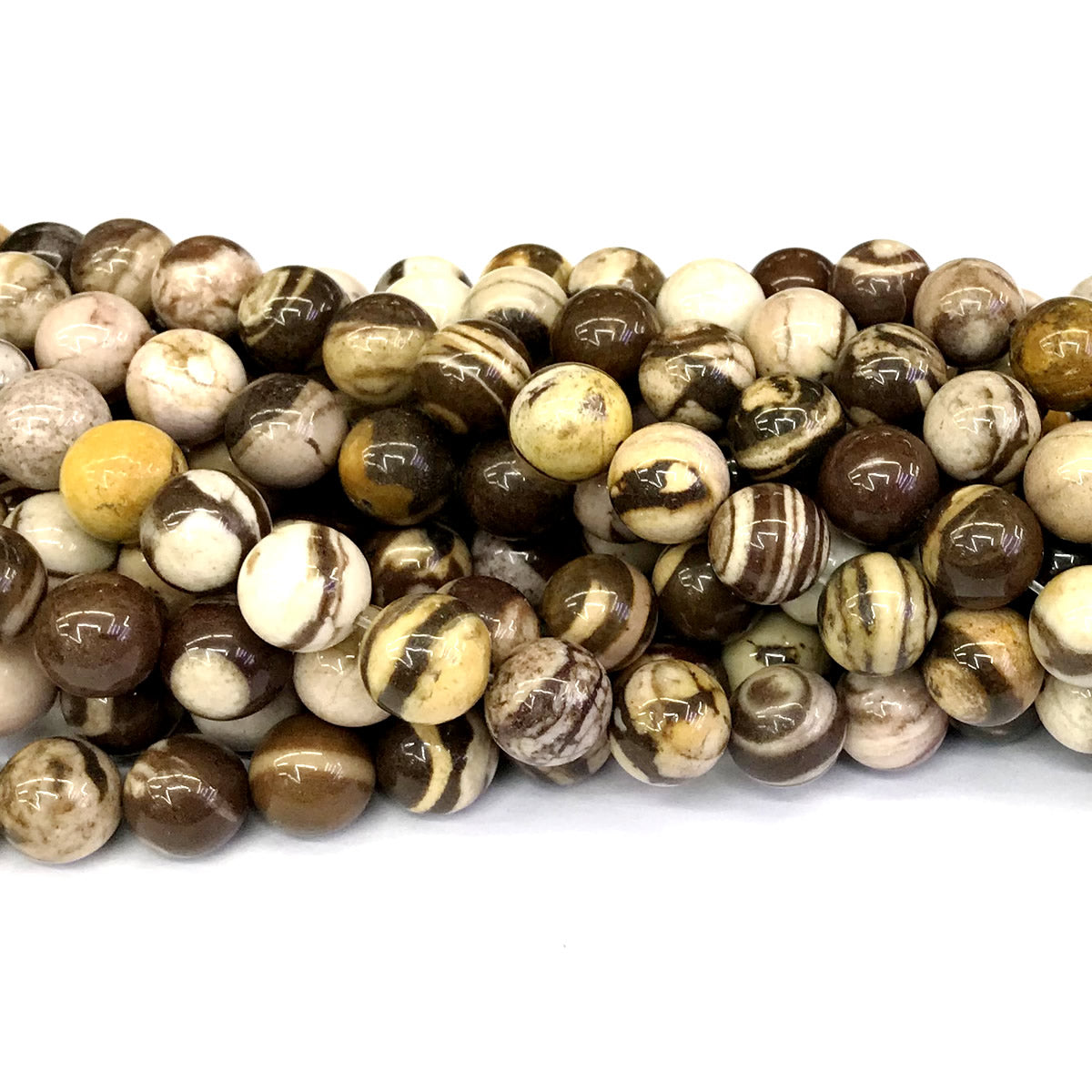 CJP146 Australian Zebra Jasper Beads Smooth Round 12mm 15" Strand