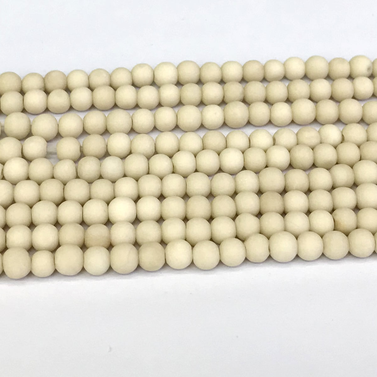 CJP224 White Fossil Jasper Beads Matte Round 4mm 15" Strand
