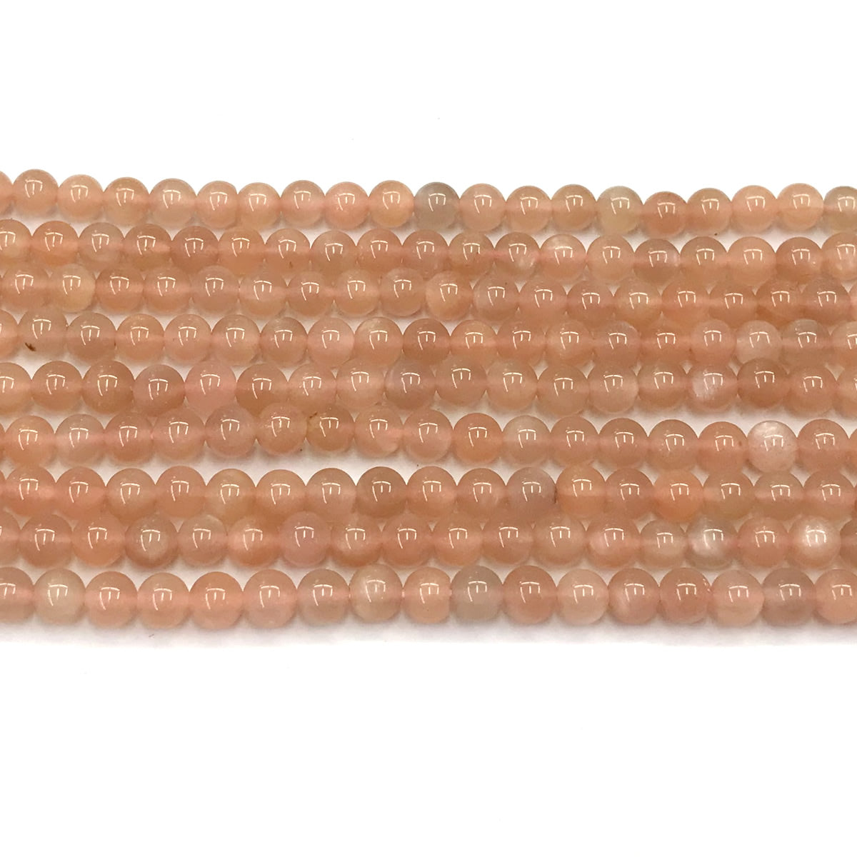 CMS01 Orange Moonstone Beads Smooth Round 6mm 15.5" Strand