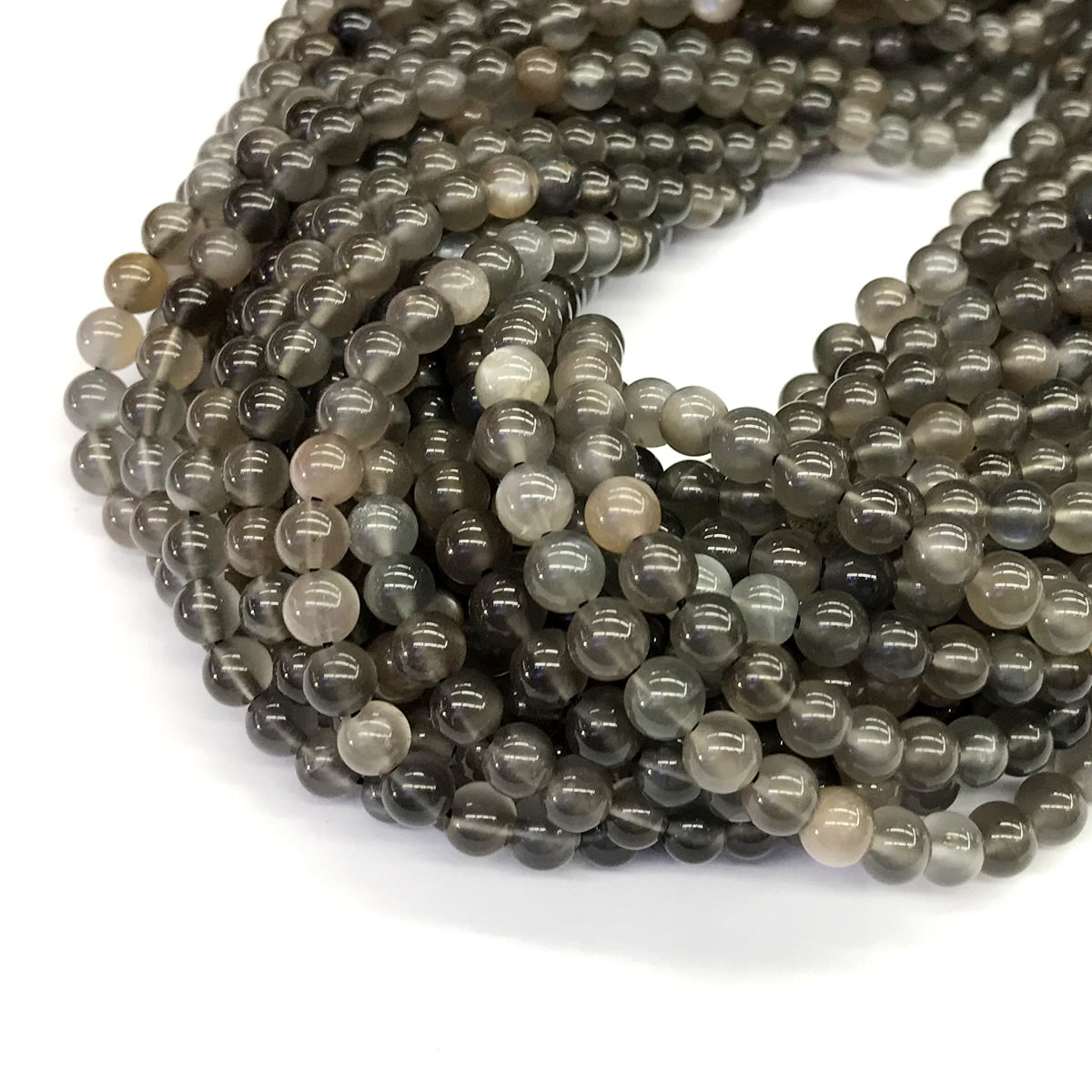 CMS51 Black Moonstone Beads Smooth Round 6mm 15.5" Strand