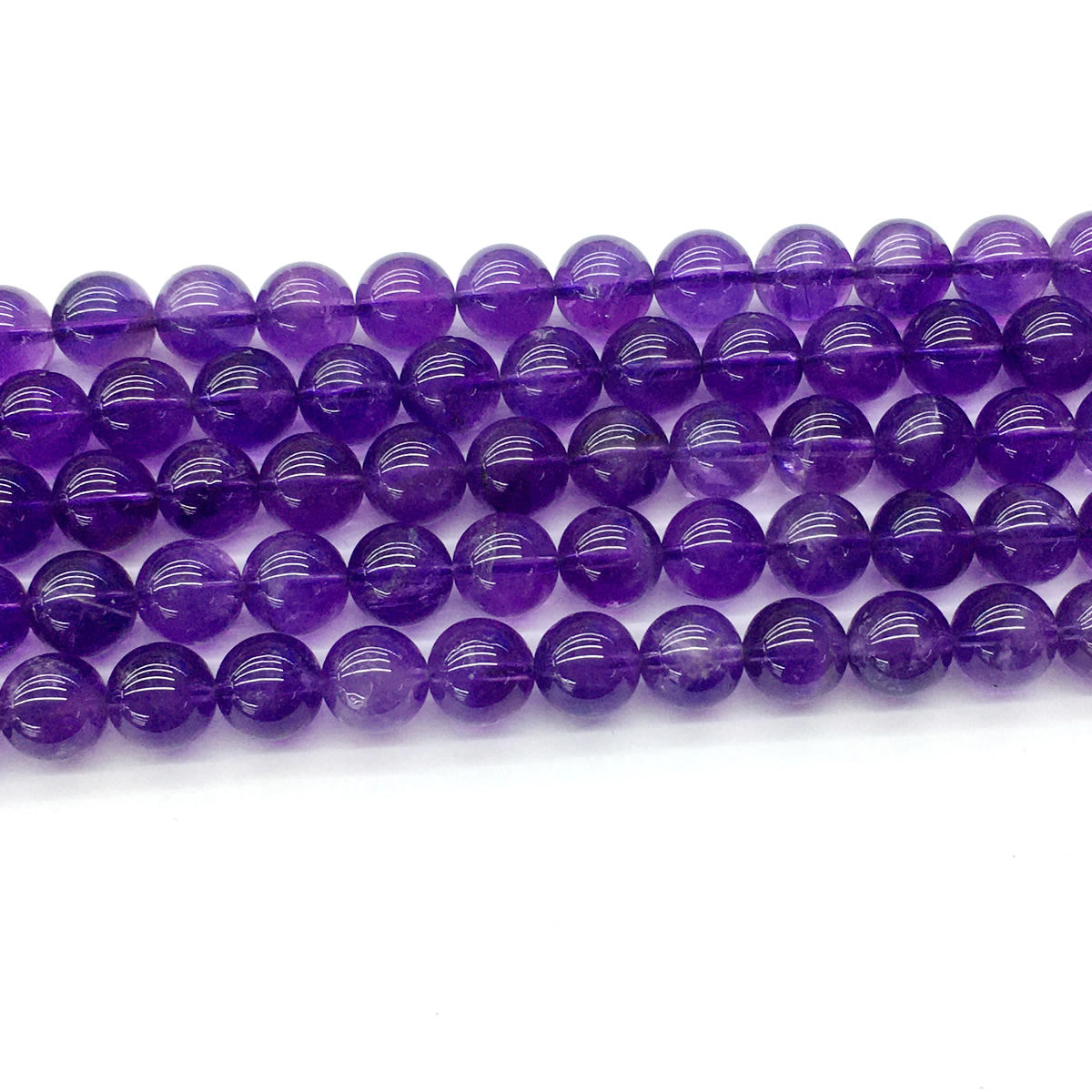 CNA04 Amethyst Gemstone Beads Smooth Round 10mm 15.5" Strand