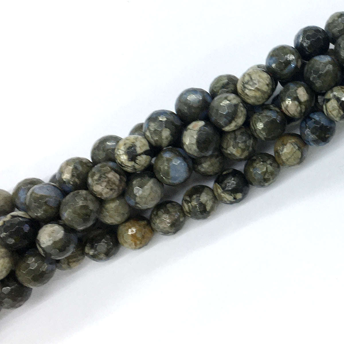 COP55 Grey Opal Gemstone Beads Faceted Round 10mm 15.5" Strand