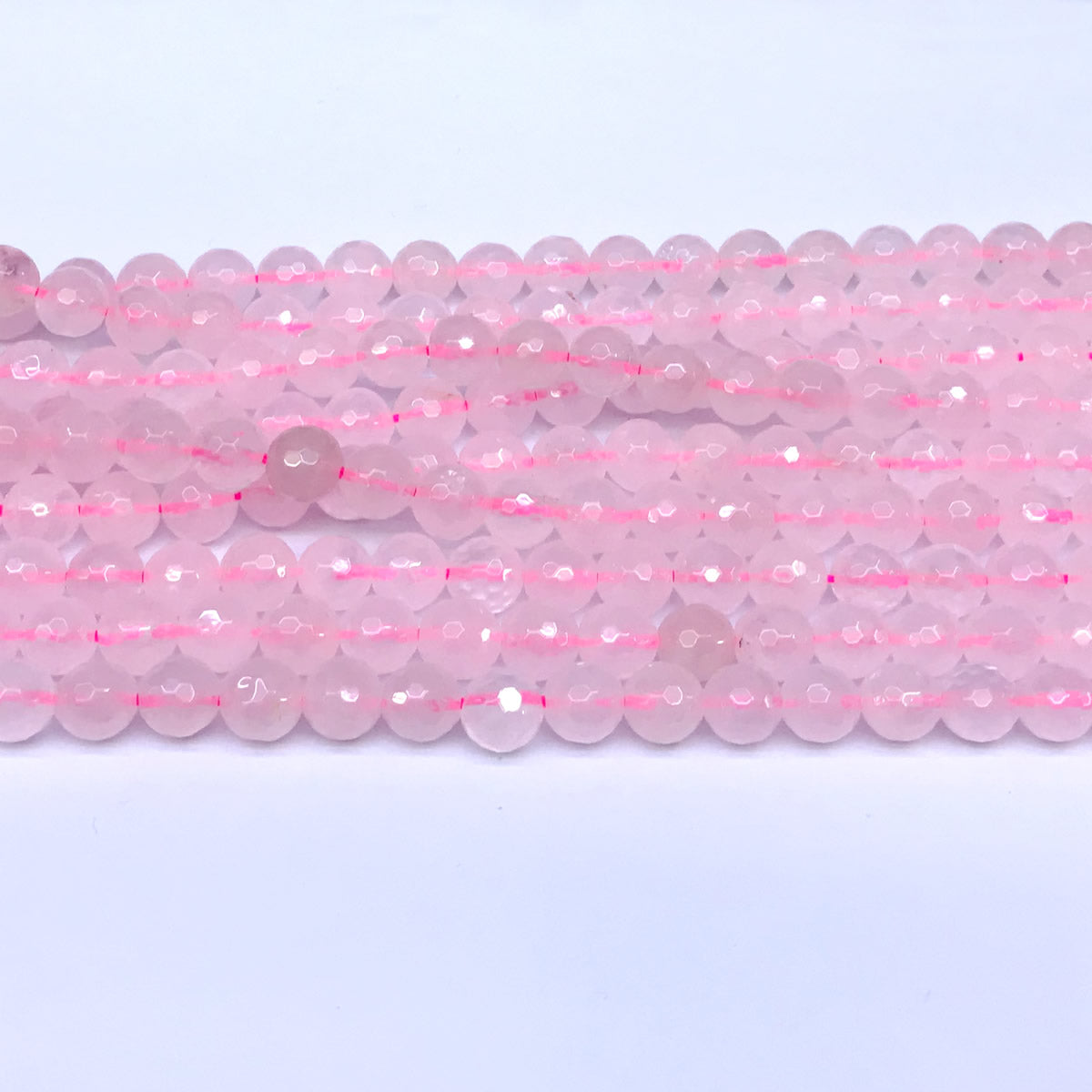 CQU02 Rose Quartz Beads Faceted Round 6mm 15" Strand