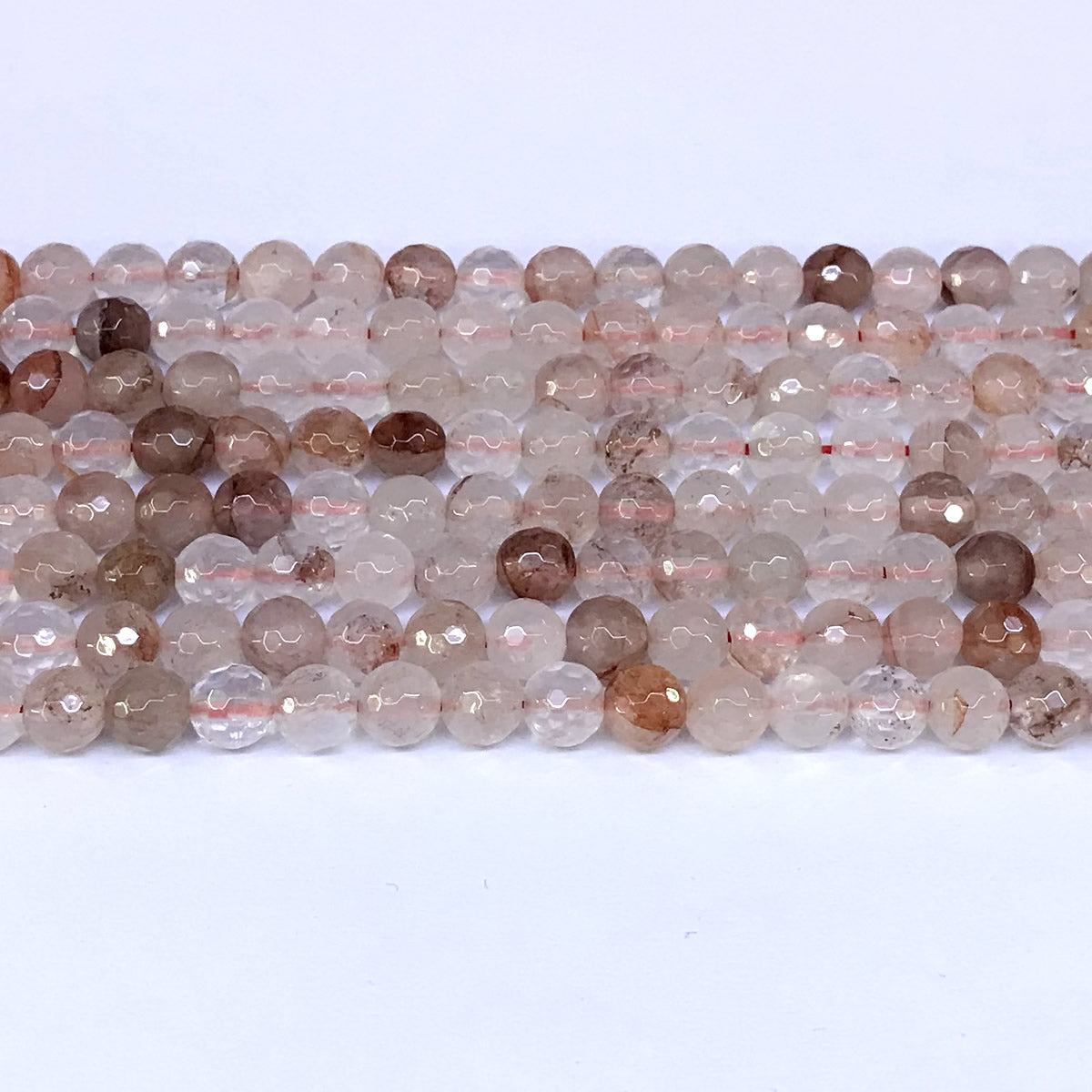 CQU07 Pink Quartz Beads Faceted Round 6mm 15" Strand