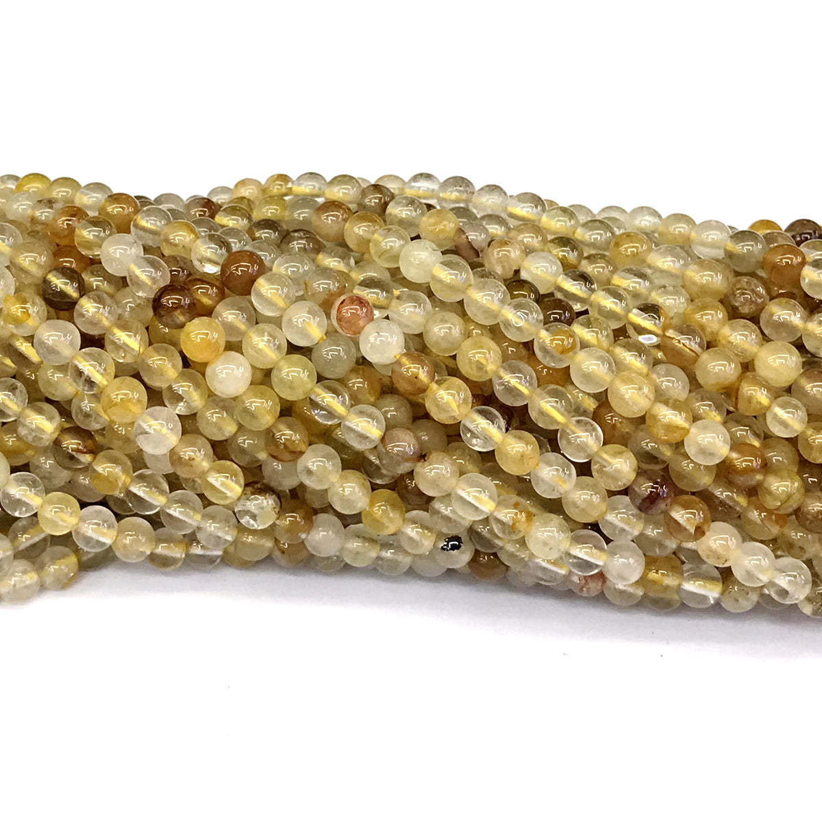 CQU115 Yellow Quartz Beads Smooth Round 4mm 15" Strand