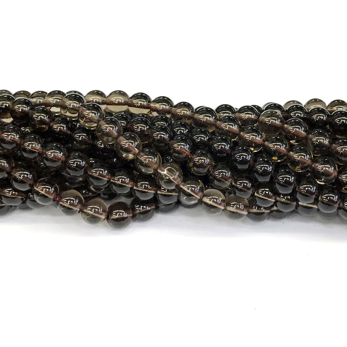 CQU85 Smoky Quartz Beads Smooth Round 8mm 15" Strand
