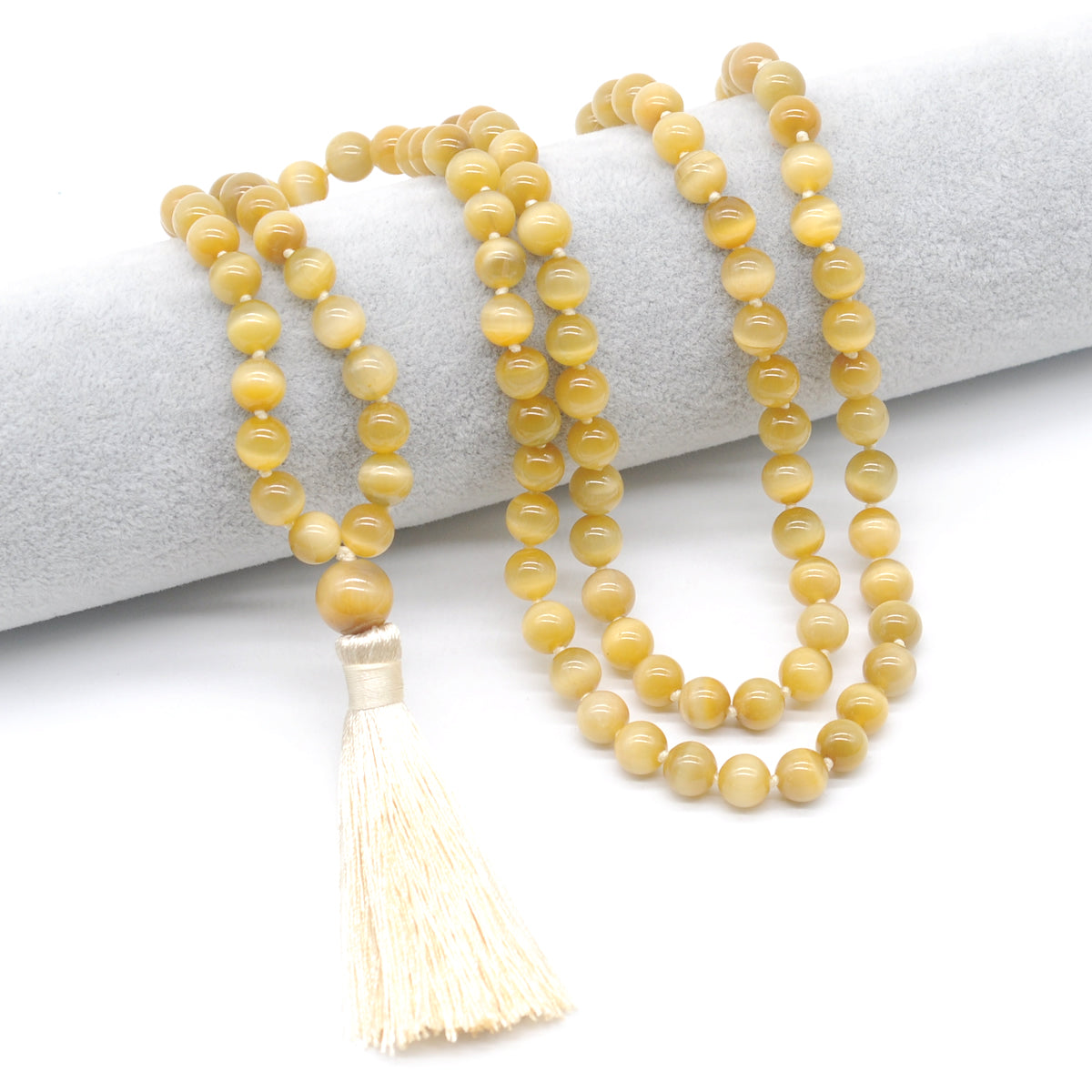 GMN102 Hand-Knotted Grade AAA Golden Tiger Eye 108 Beads Mala Necklace