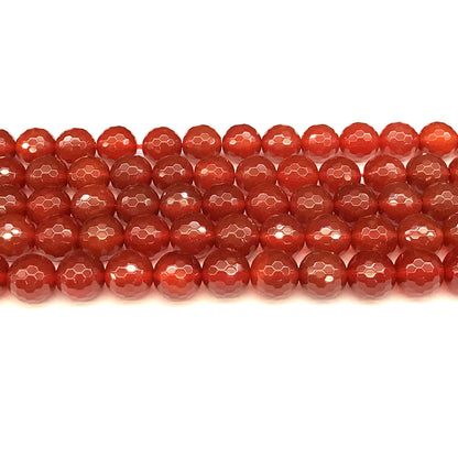 CAG1153 Red Agate Beads Faceted Round 10mm 15" Strand