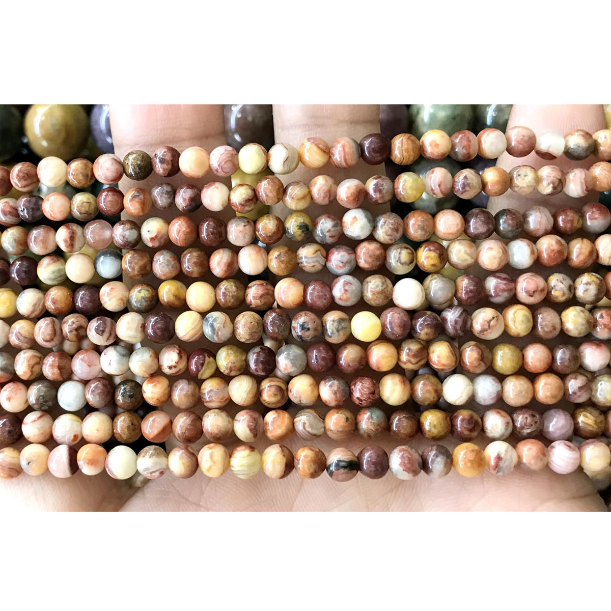 CAG560 Red Crazy Lace Agate Beads Smooth Round 4mm 15" Strand
