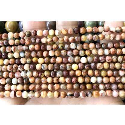 CAG560 Red Crazy Lace Agate Beads Smooth Round 4mm 15" Strand