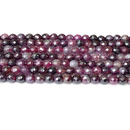CAG900 Banded Agate Beads Electroplated Faceted Round 6mm 15" Strand