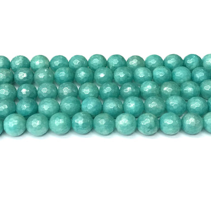 CAM47 Imitation Amazonite Beads Electroplated Faceted Round 10mm 15" Strand
