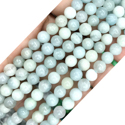 CAQ10 Aquamarine Gemstone Beads Smooth Round 6mm 15" Strand
