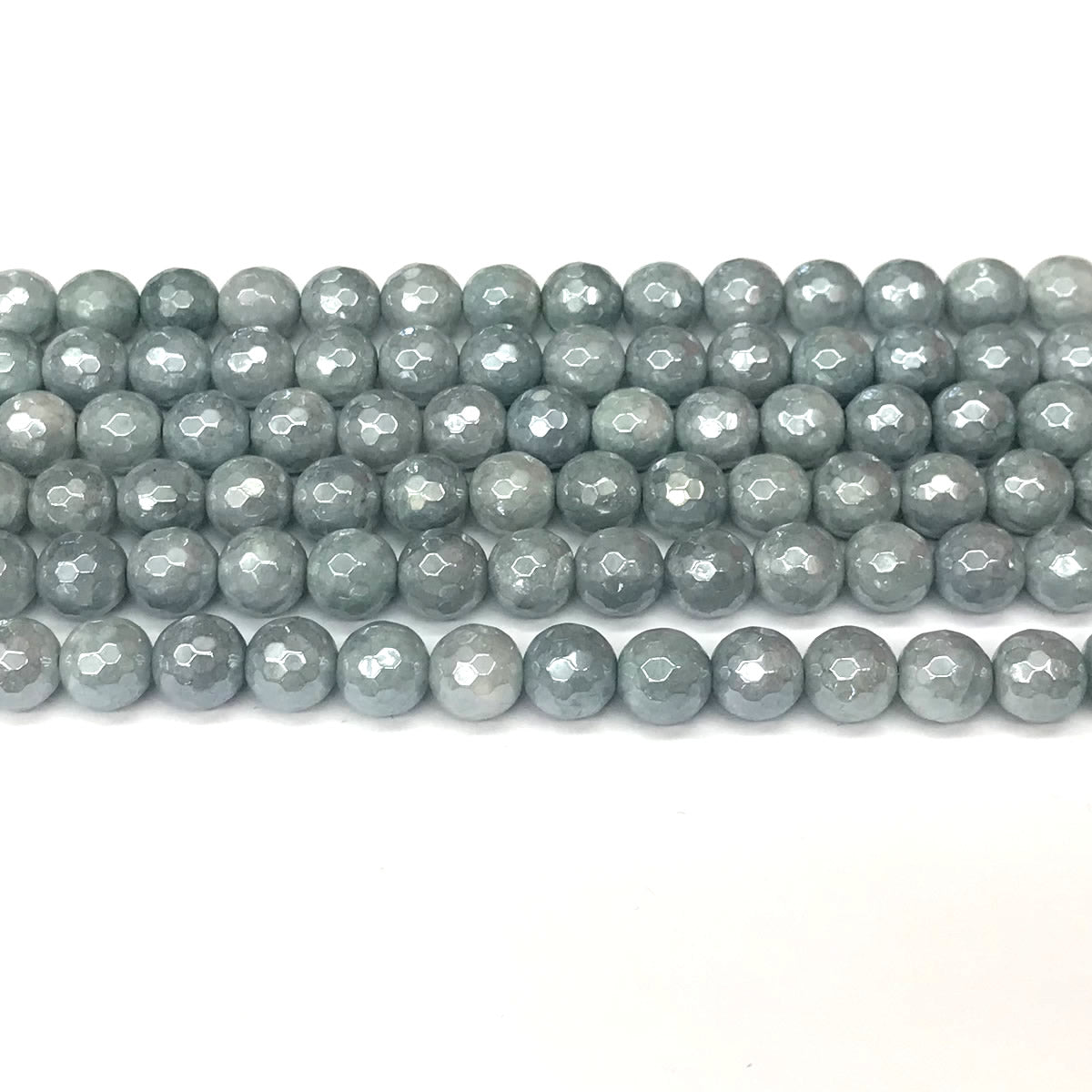 CAQ17 Imitation Aquamarine Beads Electroplated Faceted Round 8mm 15" Strand