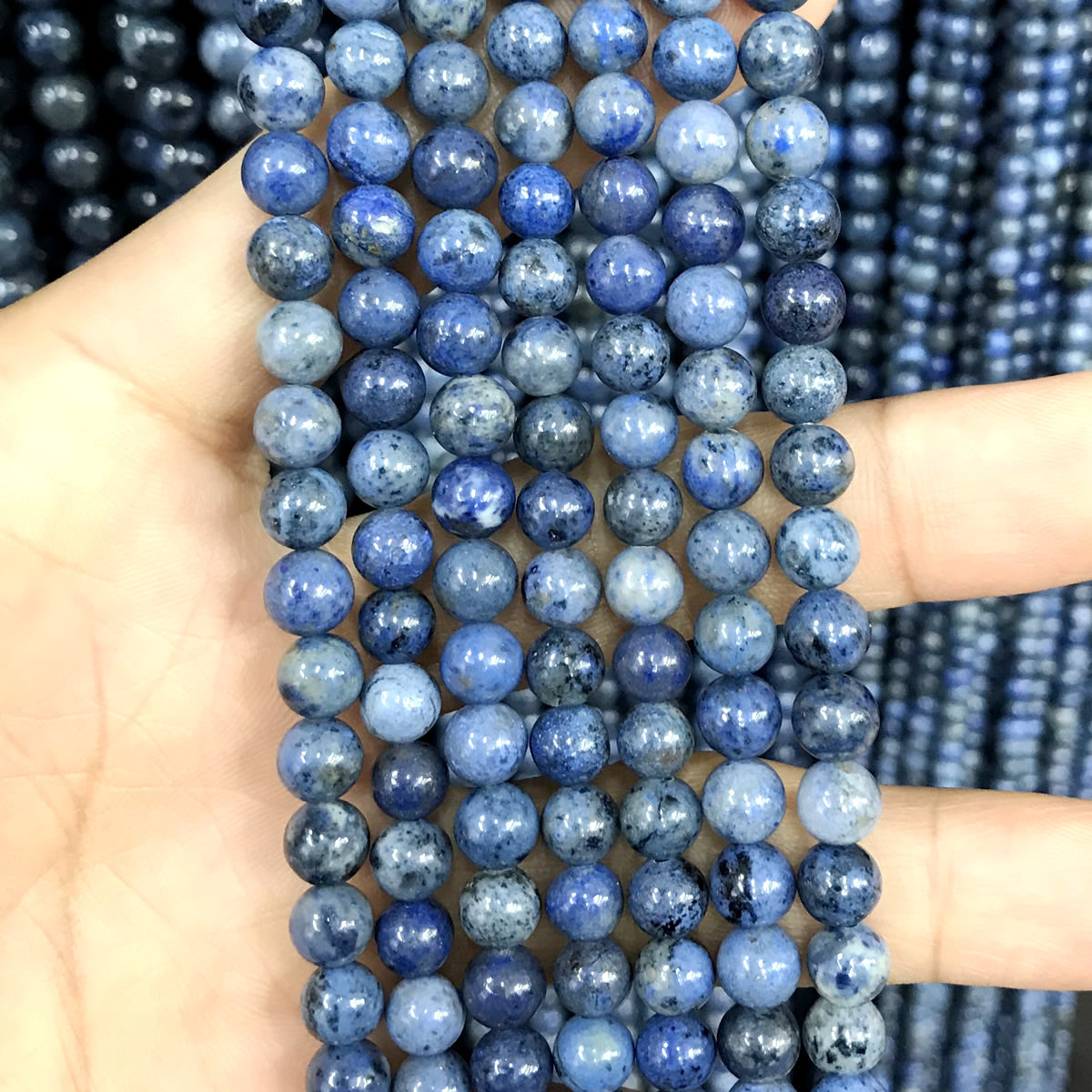 CDU35 Grade A Dumortierite Beads Smooth Round 6mm 15" Strand