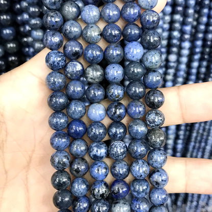 CDU36 Grade A Dumortierite Beads Smooth Round 8mm 15" Strand
