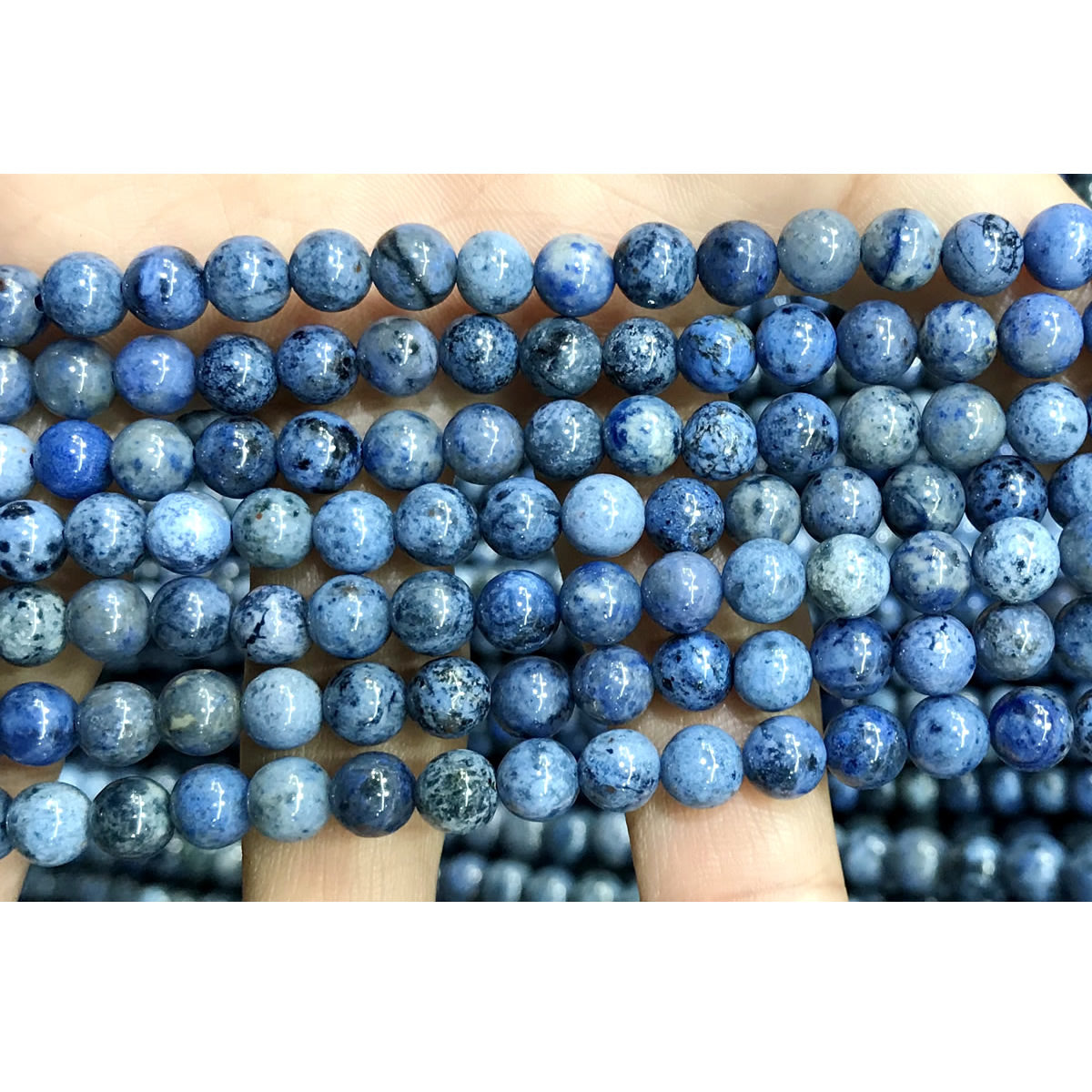 CDU43 Grade AA Dumortierite Beads Smooth Round 6mm 15" Strand