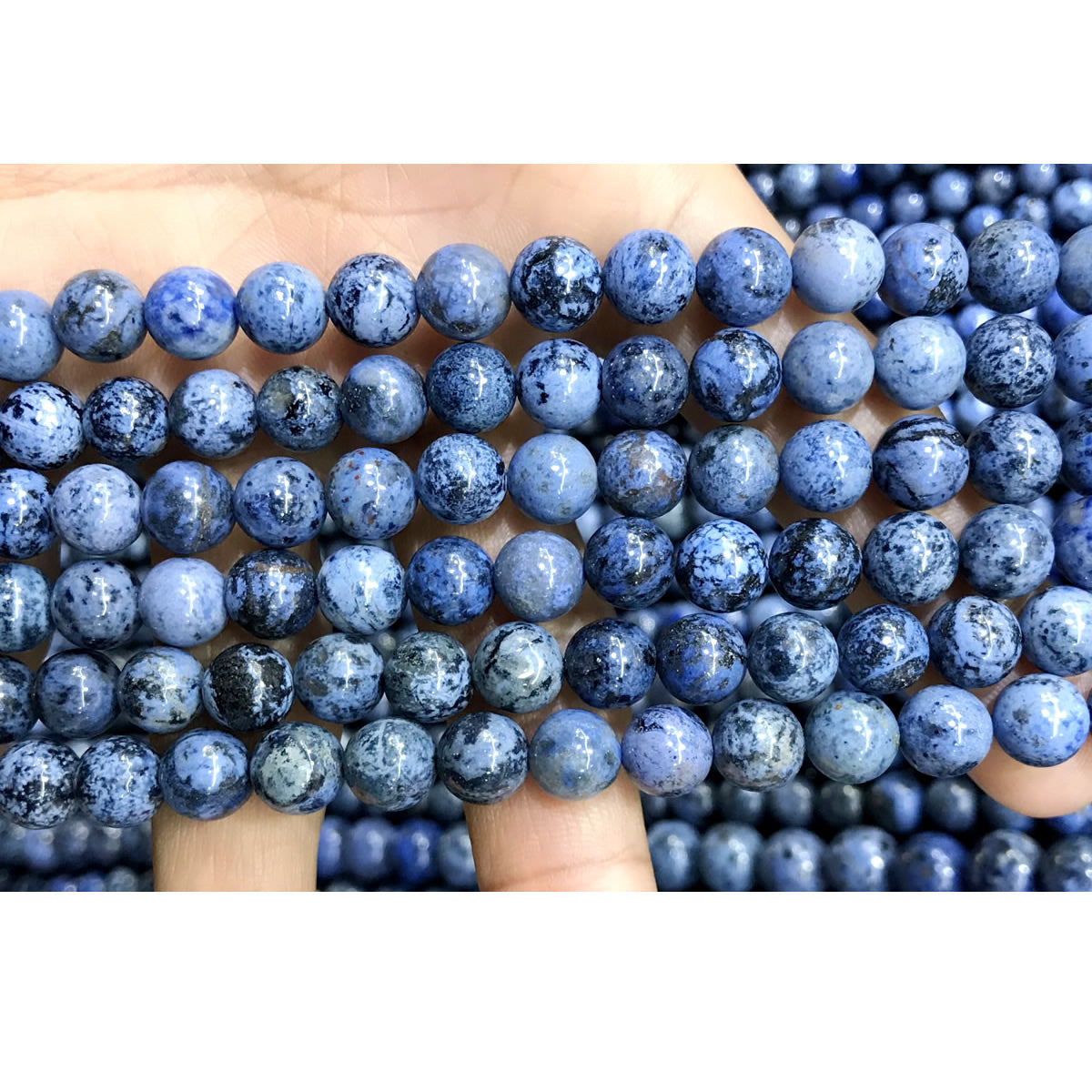 CDU44 Grade AA Dumortierite Beads Smooth Round 8mm 15" Strand