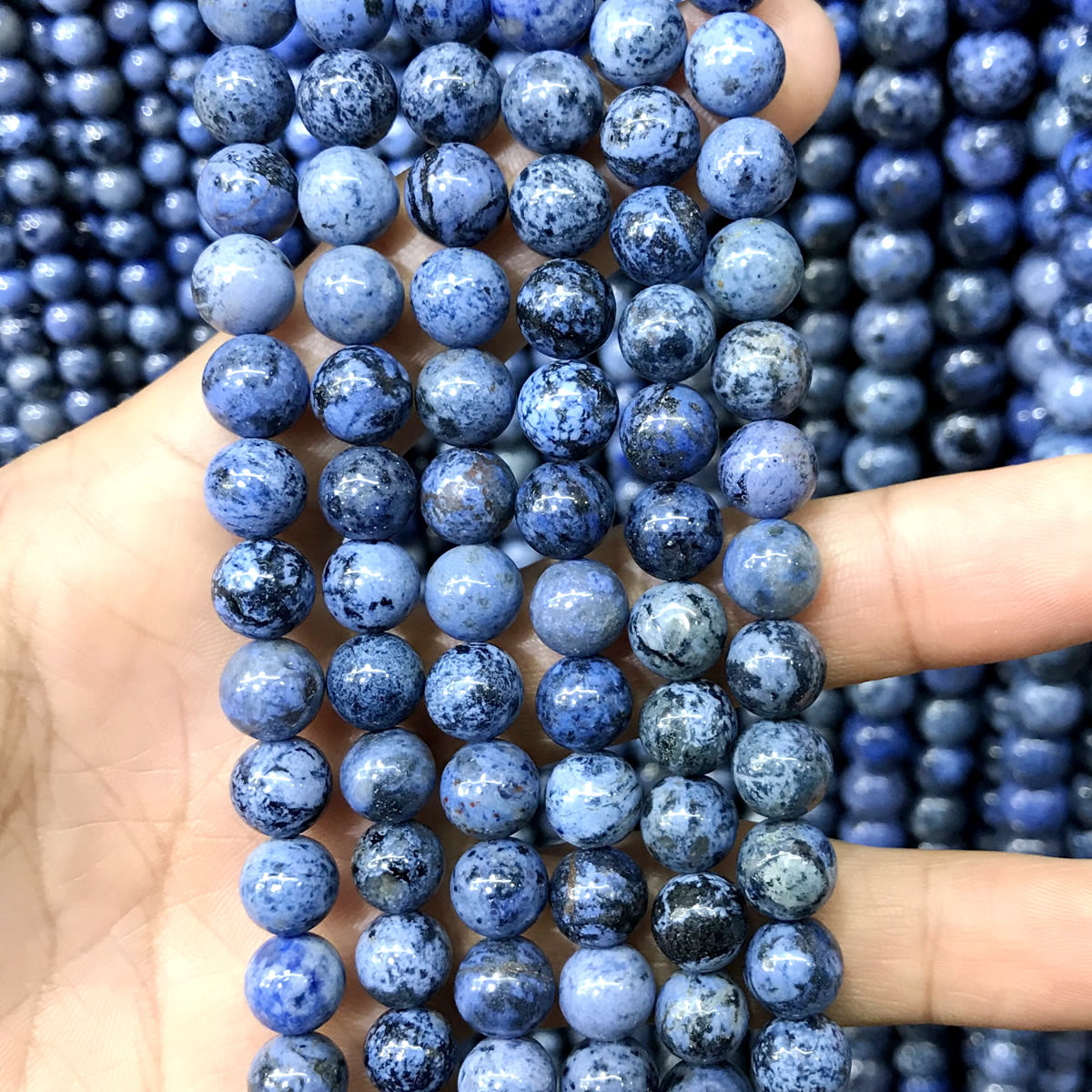 CDU44 Grade AA Dumortierite Beads Smooth Round 8mm 15" Strand