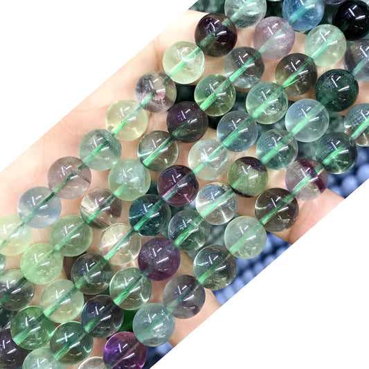 CFL33 Fluorite Gemstone Beads Smooth Round 10mm 15.5" Strand
