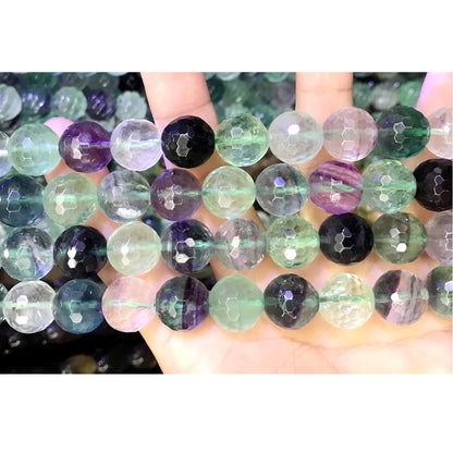 CFL41 Fluorite Gemstone Beads Faceted Round 12mm 15.5" Strand