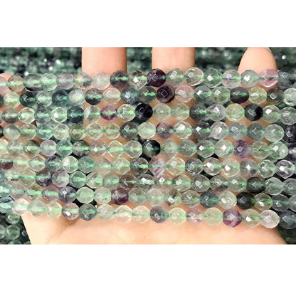 CFL45 Fluorite Gemstone Beads Faceted Round 6mm 15.5" Strand