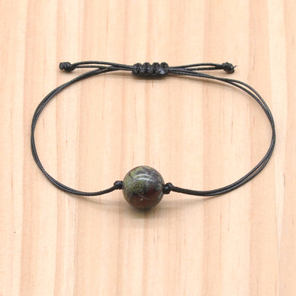 CGB1034 Handmade Dragon Blood Jasper Adjustable Bracelet Smooth Round 12mm