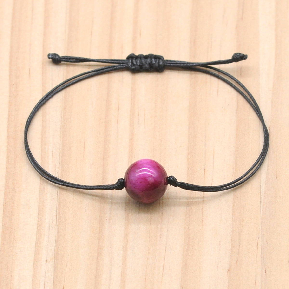 CGB1071 Handmade Red Tiger Eye Adjustable Bracelet Smooth Round 12mm