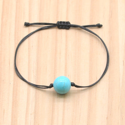 CGB1076 Handmade Blue Howlite Adjustable Bracelet Smooth Round 12mm