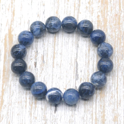 CGB21 Sodalite Gemstone Beads Stretch Bracelet Smooth Round 10mm 12mm