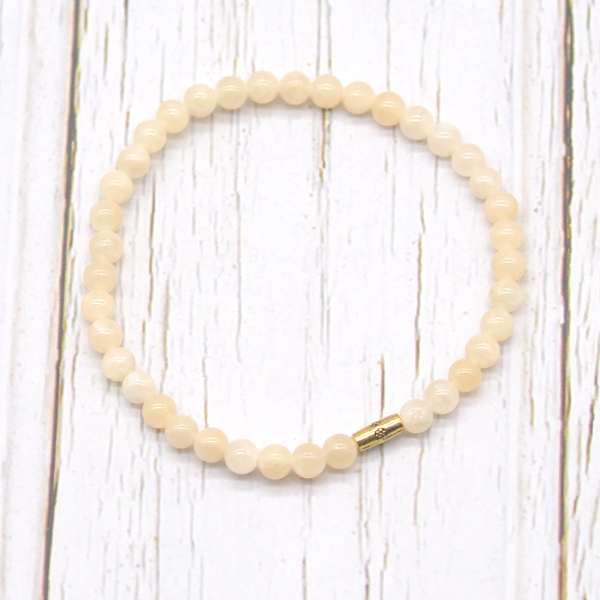 CGB746 Honey Jade Beaded Stretch Bracelet Round 4mm