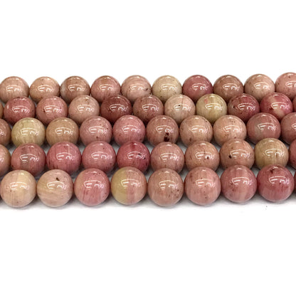 CJP412 Pink Wood Jasper Beads Smooth Round 12mm 15" Strand