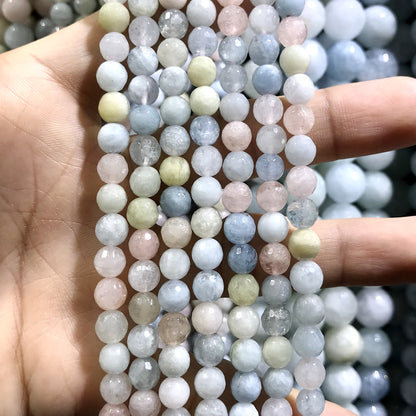 CGM25 Morganite Gemstone Beads Faceted Round 6mm 15.5" Strand