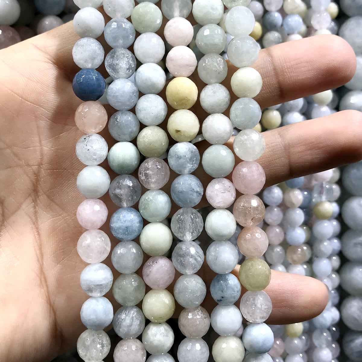 CGM26 Morganite Gemstone Beads Faceted Round 8mm 15.5" Strand