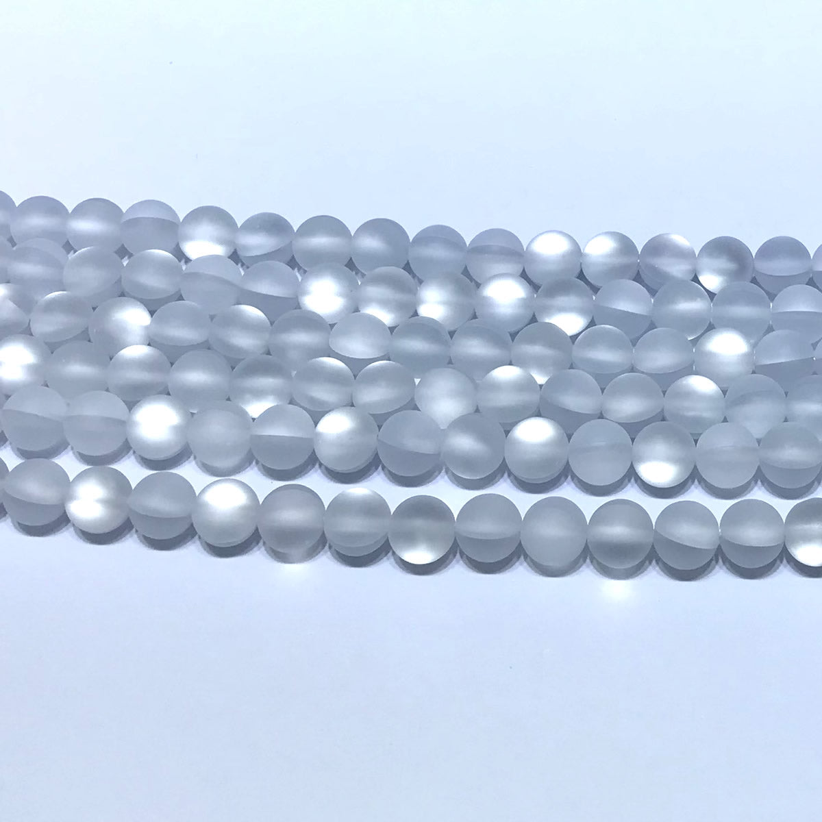 CMS206 Synthetic Moonstone Beads Matte Round 8mm 15" Strand
