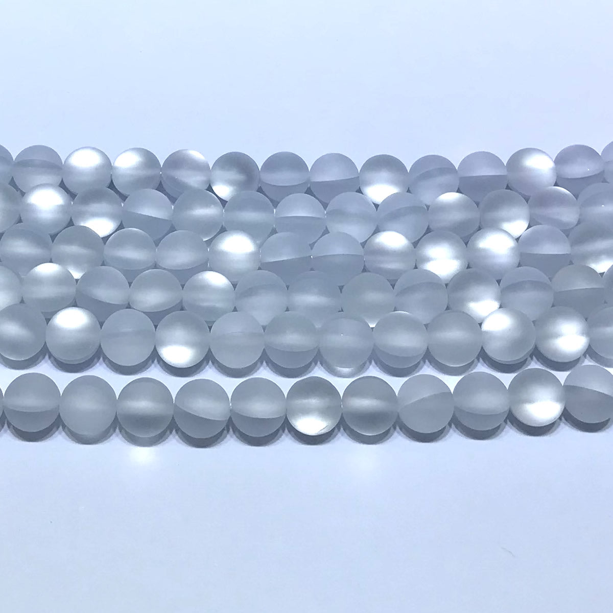 CMS207 Synthetic Moonstone Beads Matte Round 10mm 15" Strand