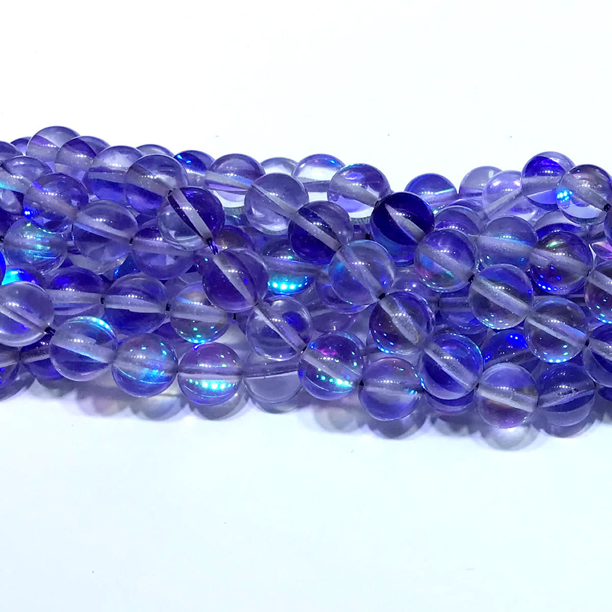 CMS293 Synthetic Moonstone Beads Smooth Round 12mm 15" Strand