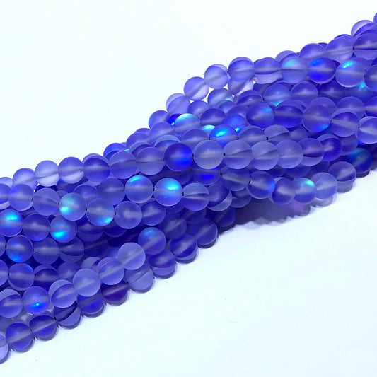 CMS295 Synthetic Moonstone Beads Matte Round 6mm 15" Strand