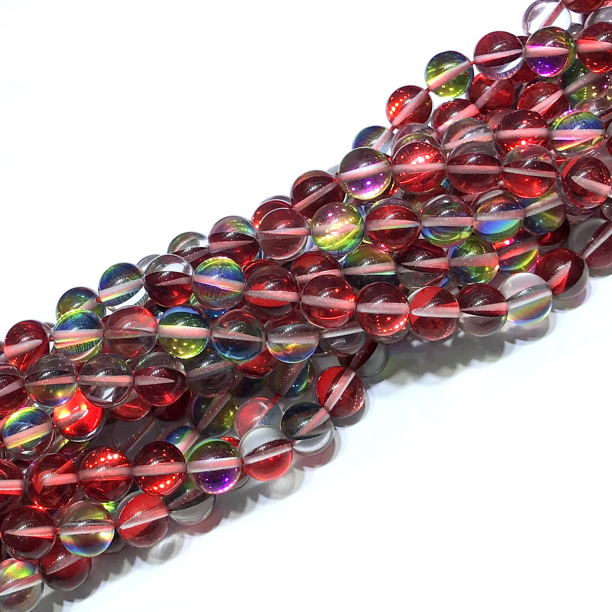 CMS421 Synthetic Moonstone Beads Smooth Round 8mm 15" Strand