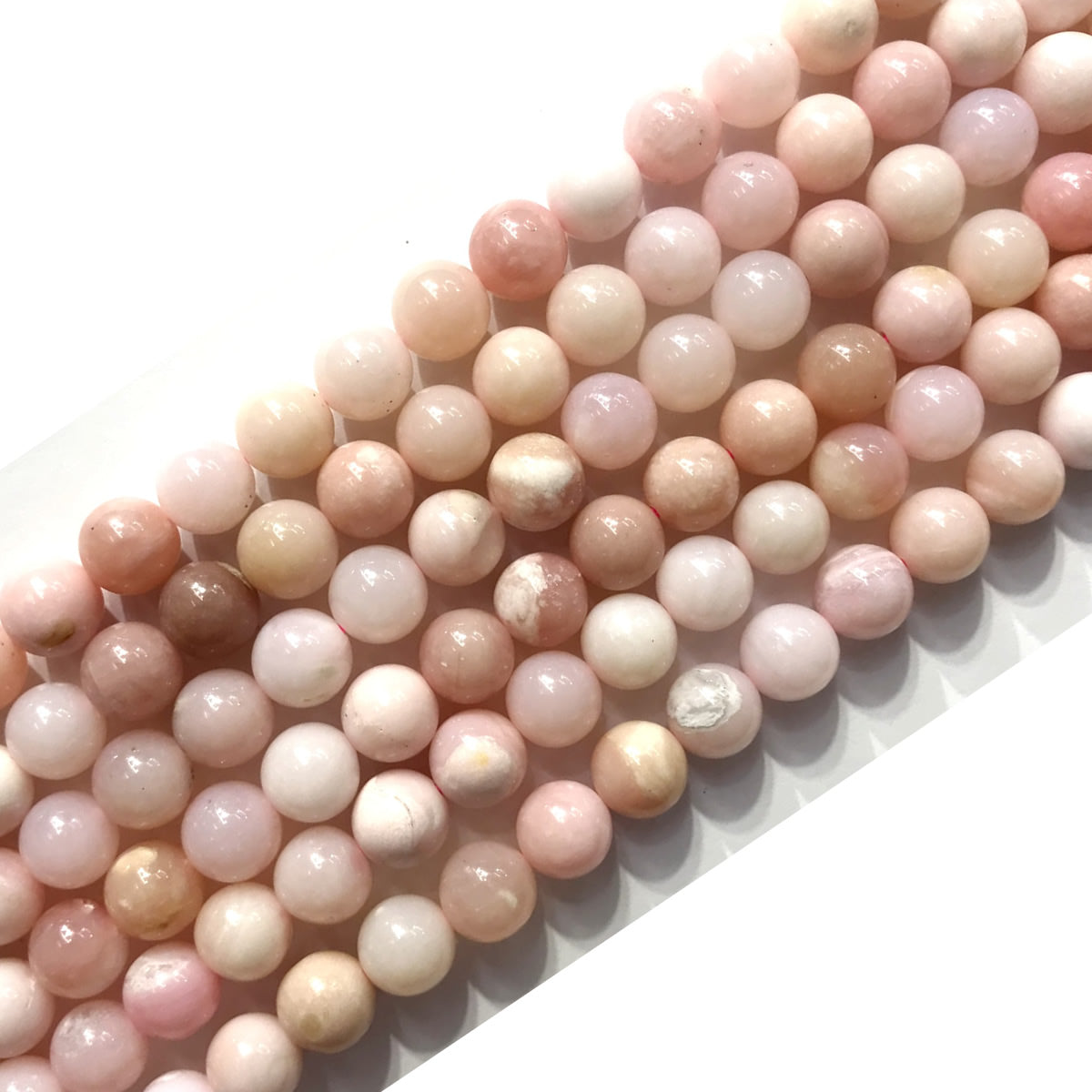 COP121 Pink Opal Gemstone Beads Smooth Round 8mm 15" Strand