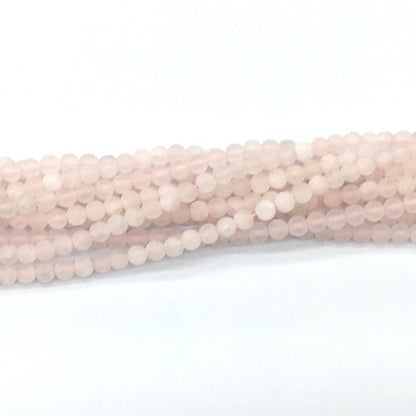 CQU173 Rose Quartz Beads Matte Round 4mm 15.5" Strand