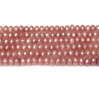 CRB05 Cherry Quartz Beads Electroplated Faceted Rondelle 5x8mm 15" Strand