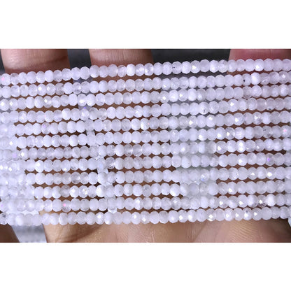 CRB08 White Moonstone Beads Faceted Rondelle 2x3mm 15" Strand