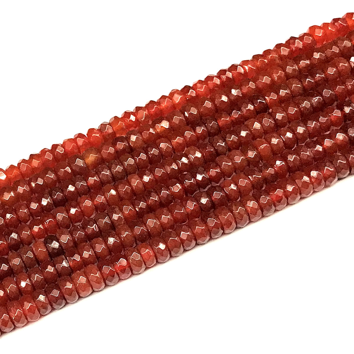CRB130 Red Agate Beads Faceted Rondelle 4x6mm 15" Strand