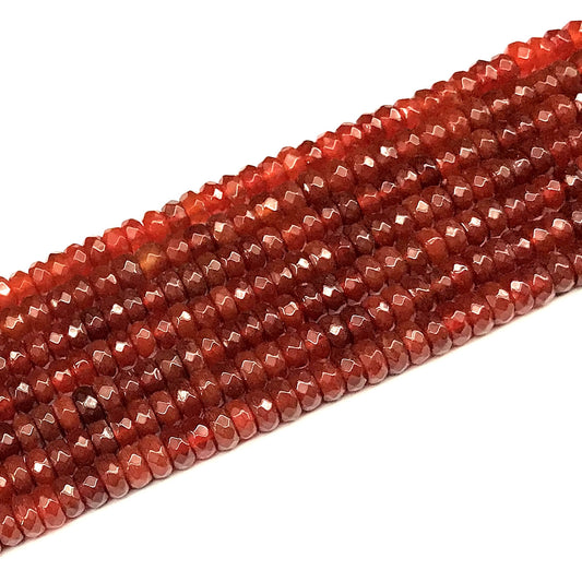 CRB130 Red Agate Beads Faceted Rondelle 4x6mm 15" Strand